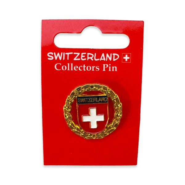 12 Stück: Pins Switzerland mit Kranz 2.5cm