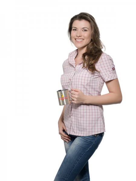 Damen Shirt Funktionelles Outdoor-Hemd, rosa/grau