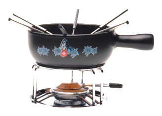 Käse Fondue-Set Valais- 9-teilig- schwarz