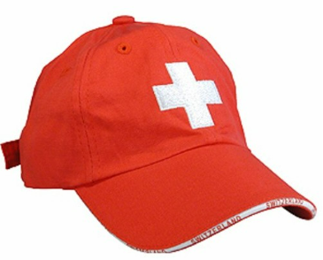 Baseball-Cap rot mit Schweizerkreuz