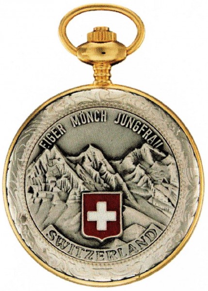 Taschenuhr Bolux 3P-17 Eiger Mönch Jungfrau mit Kette