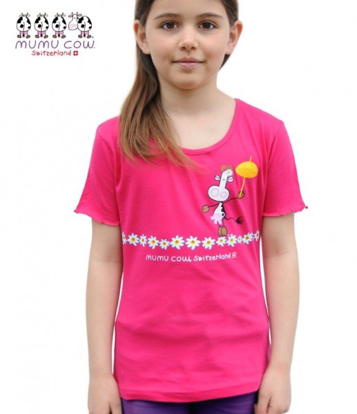 Mädchen T-Shirt Mumu Cow Seiltänzerin, fuchsia