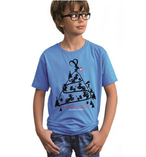 Kinder T-Shirt Mumu Cow Poya Switzerland, blau