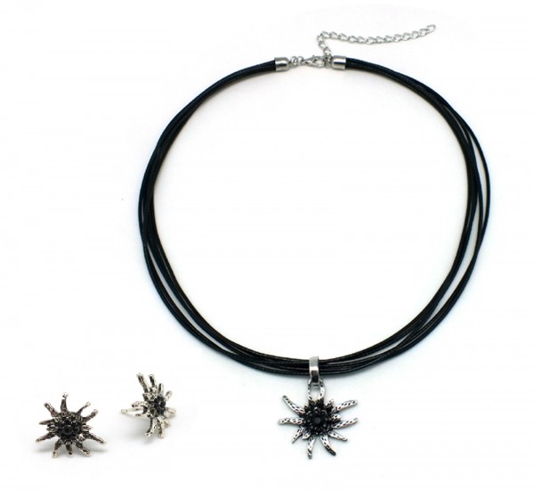 Kette und Ohrstecker SET, schwarz