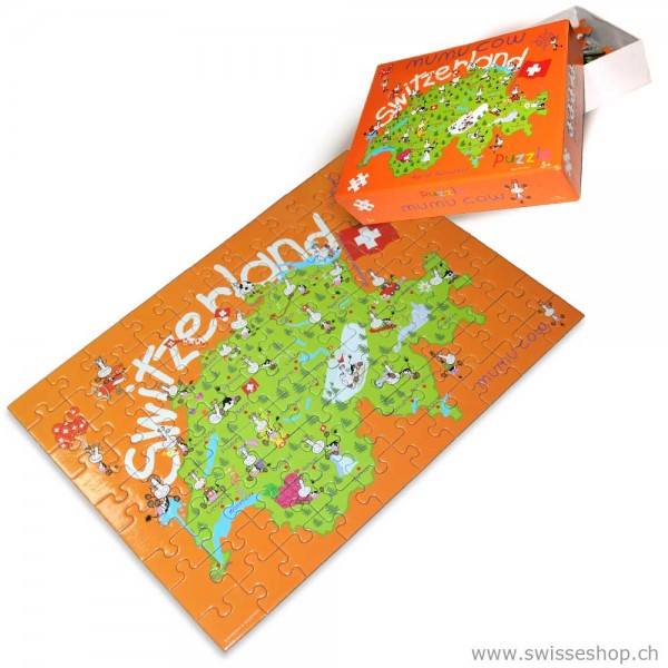 Puzzle Mumu Cow Schweizerkarte, 90 Stück