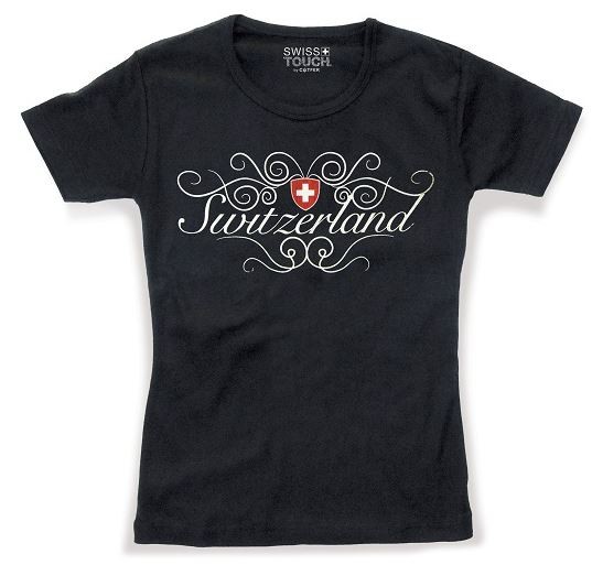 Damen T-Shirt Switzerland, schwarz