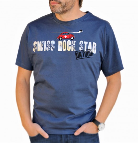 Herren T-Shirt Swiss Rock Star, blau