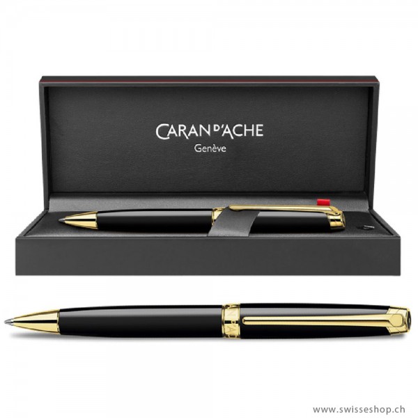 Caran d'Ache Kugelschreiber LÉMAN EBONY SCHWARZ GOLDPLATTIERT