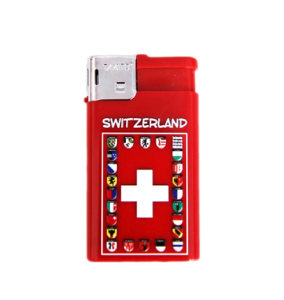Feuerzeug Schweizerkreuz und Kantonswappen, rot